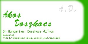 akos doszkocs business card